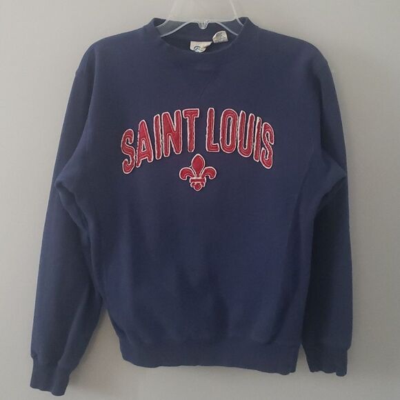 Navy Blue 84 Sweatshirt Men's Small with tackle twill letters St Louis - Picture 1 of 8